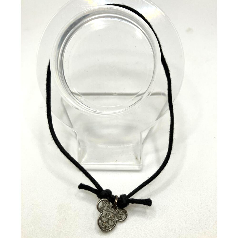 Disney Mickey Mouse Silver-Tibe Swirl Pattern Charm Cord 4.5"  Bracelet!